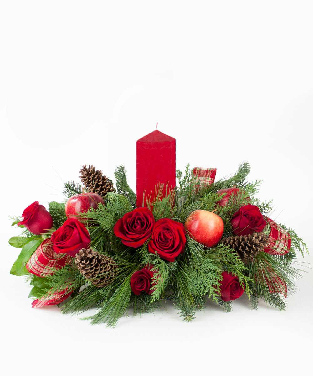 Christmas Hurricane Candle Centerpiece Nanz & Kraft Florists