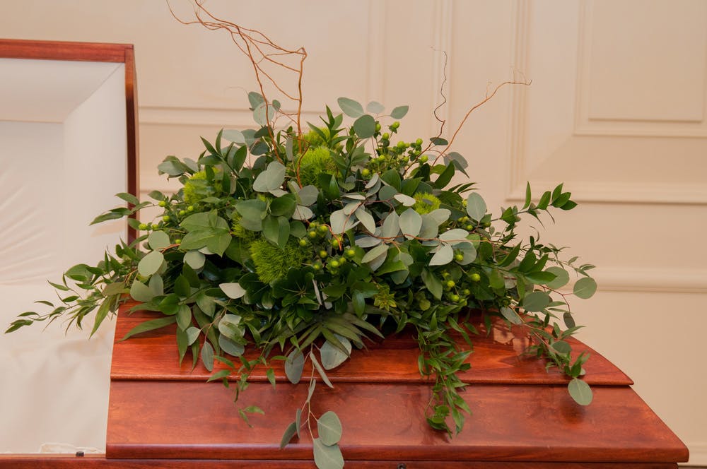 Greenery Casket Spray Louisville Funeral Flowers