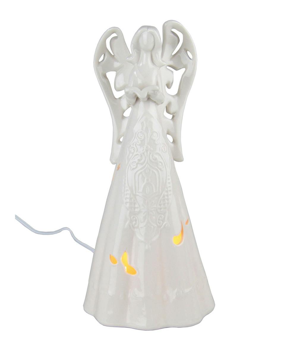 Lighted White Ceramic Angel