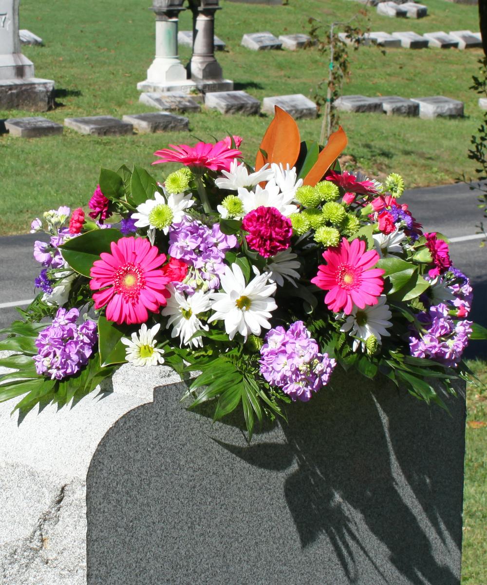 Amazing Cemetery Headstone Floral Saddle