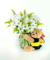 Love Bug~ Daisies Vase with Big Bee Bear